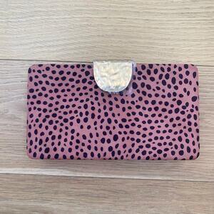 Shiraleah Rose Suede Polka Dot Print Clutch Formal Glam Wedding Cocktail NEW